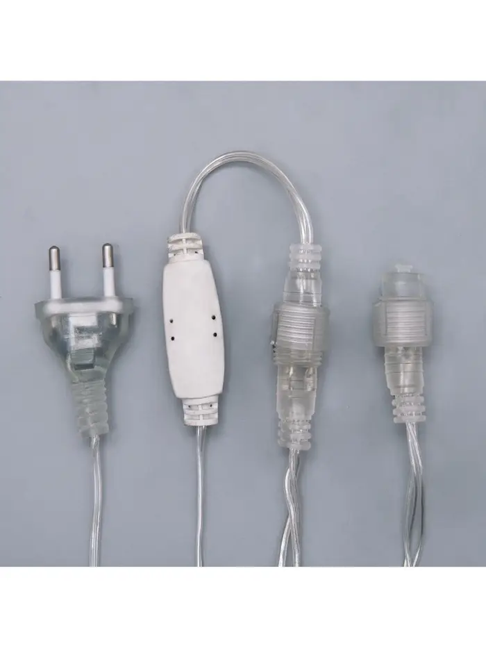 Гирлянда &laquo;Бахрома&raquo; 3&times;0.6 м, IP44, УМС, прозрачная нить, 160 LED, свечение тёплое белое, 220 В