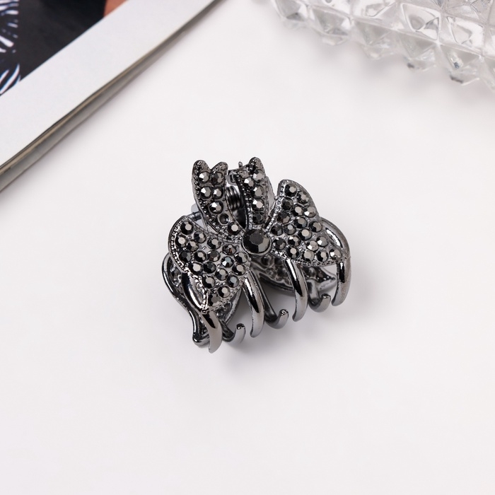 Краб для волос Краб для волос "Флоренс" бант объём, 2,5 см, тёмное серебро