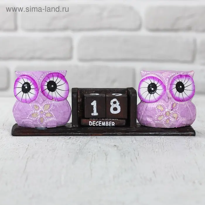 Деревянный календарь "Совы" МИКС 20х5х7 см