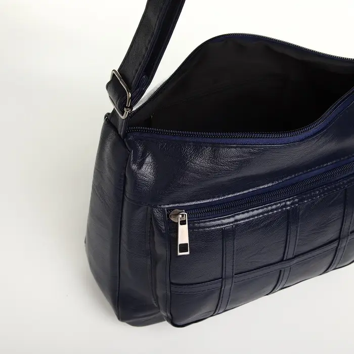 Сумка женская кросс-боди на молнии, 28&times;10&times;20 см, однотонная, тёмно-синяя