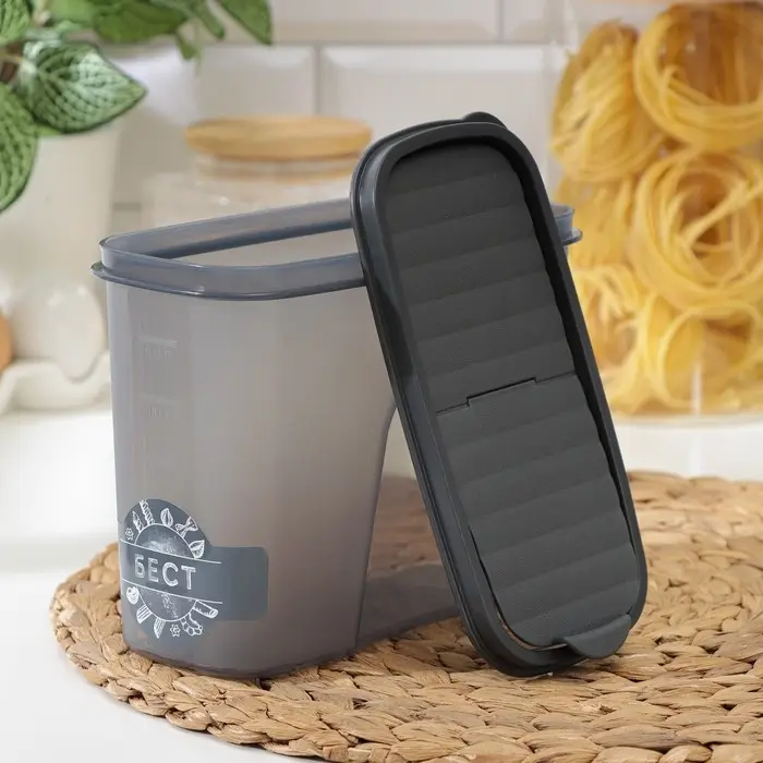 Ёмкость для сыпучих продуктов IDEA &laquo;Бест&raquo;, 1.5 л, 9.5&times;19&times;14 см, пластик, серая