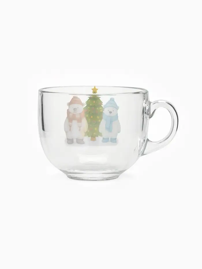 Кружка стеклянная новогодняя &laquo;Мишки в лесу&raquo;, 500 мл