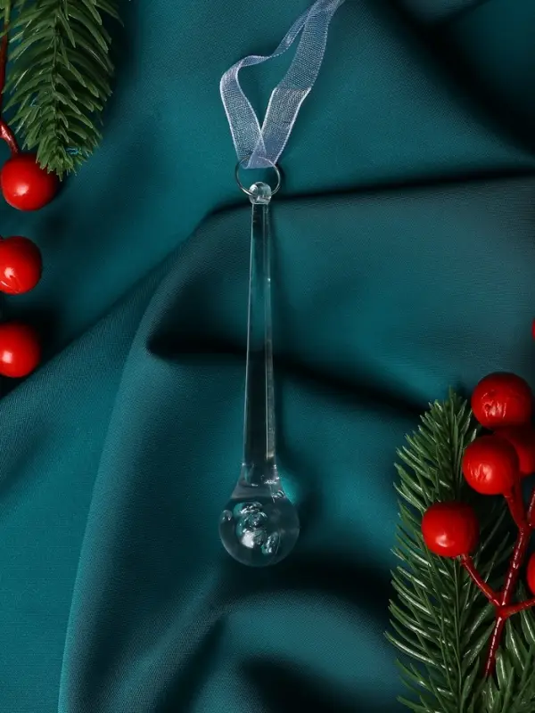 Украшение ёлочное "Льдинка" сосулька-капелька, 9,5х2 см, прозрачный