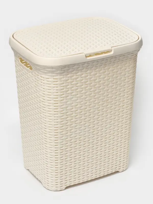 Корзина бельевая, 60 л, 34.6&times;44.5&times;56 см, с крышкой, слоновая кость