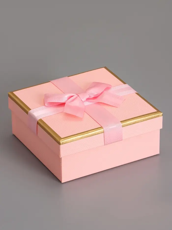 Набор подарочных коробок 3 в 1 квадратные, 19&times;19&times;9.5 см, 17&times;17&times;8 см, 15&times;15&times;6.5 см, с бантом, розовый