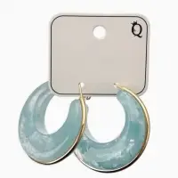 Серьги-кольца акрил "Тренд", цвет голубой в золоте Серьги-кольца акрил "Тренд", цвет голубой в золоте