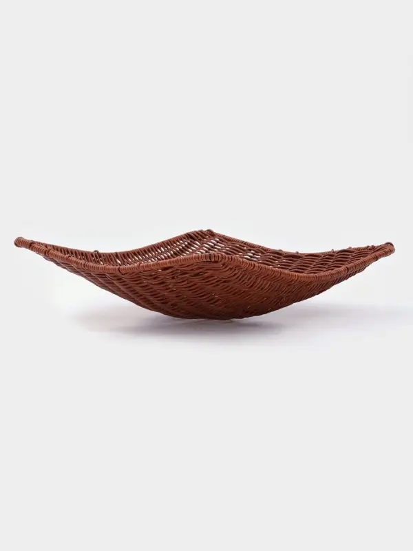 Корзинка для фруктов и хлеба Доляна &laquo;Огайо&raquo;, 31&times;31&times;8.5 см, квадратная, пластик, плетёная, коричневая