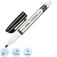 Маркер для белых досок Think, круглый наконечник, 1-1,5 мм, черный