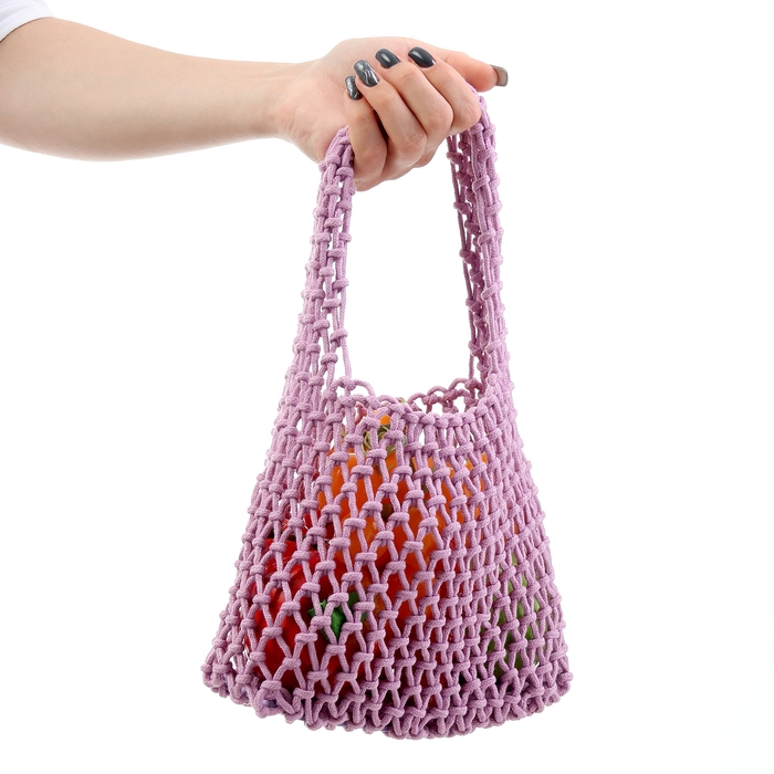 Авоська 20 х 30 см, ручка 10 см, клетка 1.5 см, лиловая Авоська 20 х 30 см, ручка 10 см, клетка 1.5 см, лиловая