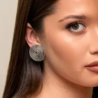 Серьги клипсы для ушей QF &laquo;Гипноз&raquo;, цвет чернёное серебро