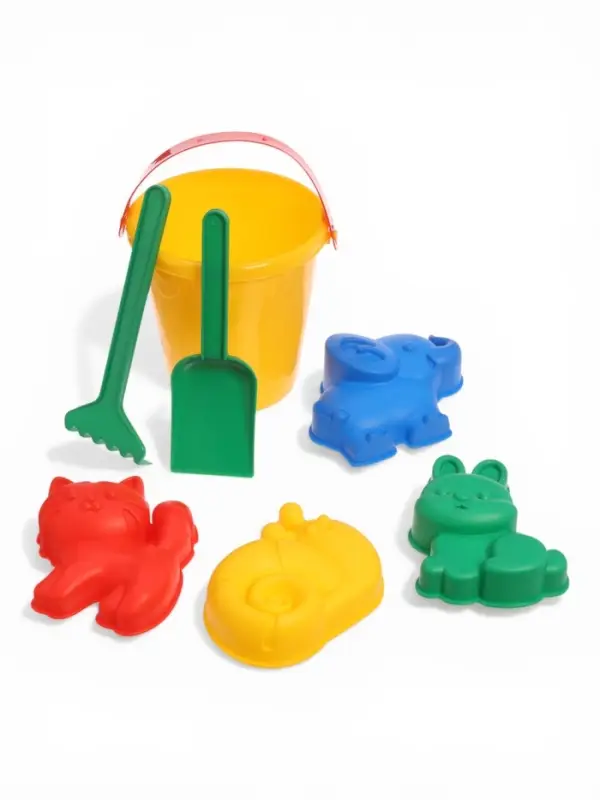 Набор игрушек для песочницы: ведёрко, 4 формочки для песка, грабли, лопатка, МИКС