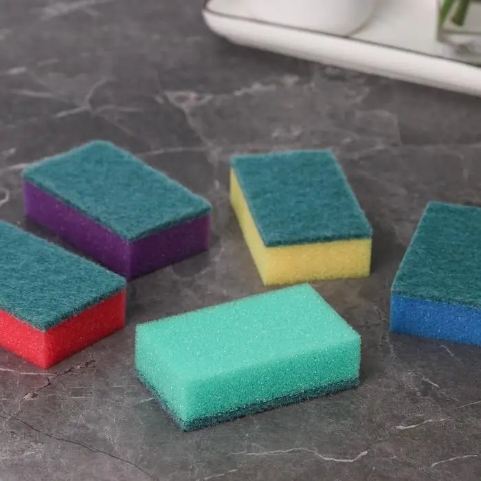 Губка для посуды с чистящим слоем Доляна «Эконом», 7.5×4.5×2.5 см, 5 шт, мини Губка для посуды с чистящим слоем Доляна «Эконом», 7.5×4.5×2.5 см, 5 шт, мини