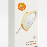 Рулетка - поводок для собак, лента 3 метра, белая, зелёная