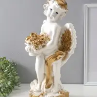 Фигура "Ангел с корзиной" белый, 47х25х23 см