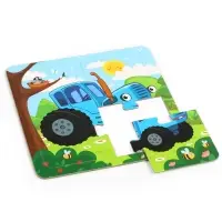 Пазл на подложке &laquo;Весёлый синий трактор&raquo;, 4 детали