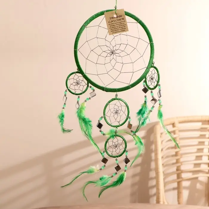Ловец снов Ловец снов "Пять колец" зелёный 25х0,5х50 см