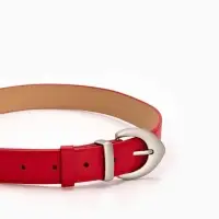 Ремень жен 05-01-02-01, Июнь2506, 3*0,3*110 см, без винта, пряж мат металл, 1 прокол, красн   109031