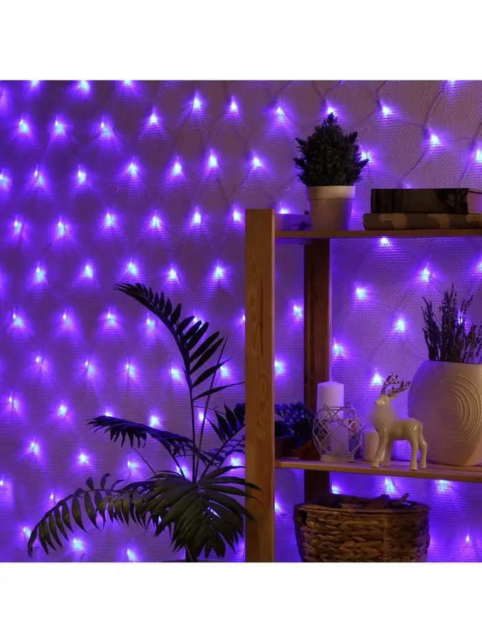 Гирлянда &laquo;Сеть&raquo; 1.6&times;1.6 м, IP20, прозрачная нить, 144 LED, 8 режимов, 220 В, свечение синее
