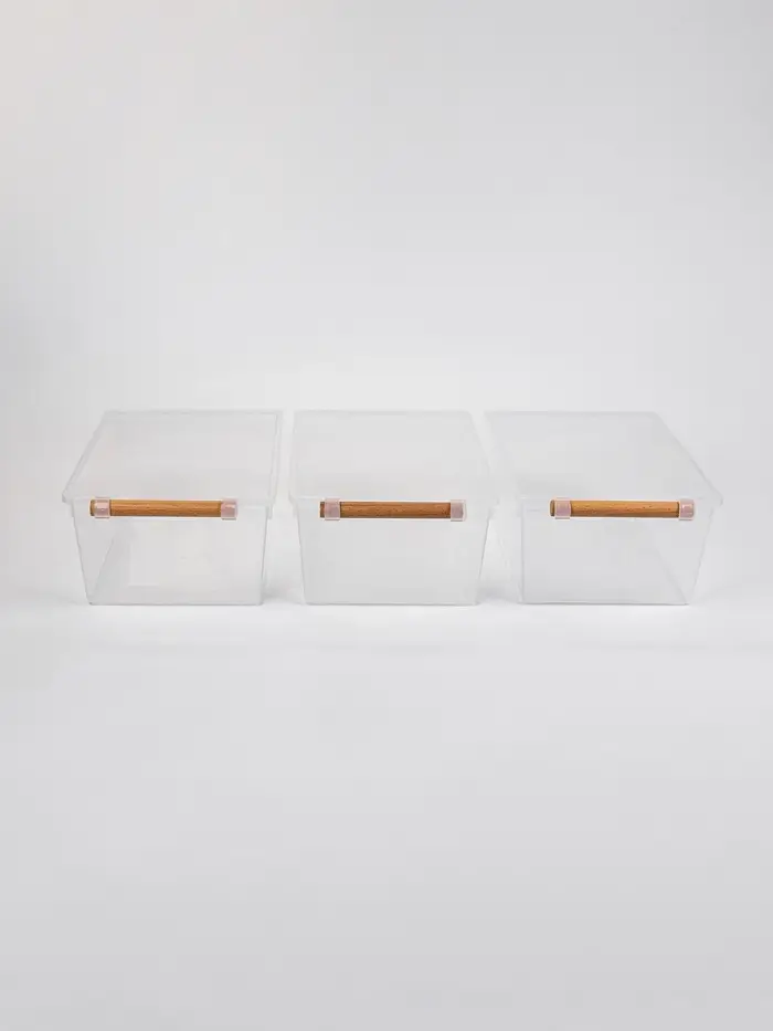 Корзины для хранения Wood Fusion, набор 3 шт.: 31.7&times;19.5&times;11.5 см, пластик, буковое дерево