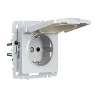 BRITE Розетка с заземлением с защитными шторками и крышкой 16А IP44 РСбш10-3-44-БрА алюминий