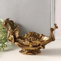 Подставка для мелочей "Девушка с драконом" 20,5х32х17 см, бронза