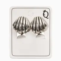 Клипсы "Винтаж" ракушка, цвет чернёное серебро Клипсы "Винтаж" ракушка, цвет чернёное серебро