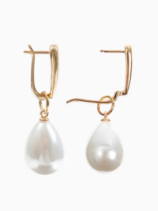 Серьги с жемчугом &laquo;Грейс&raquo;, пухлая капля, белые в золоте