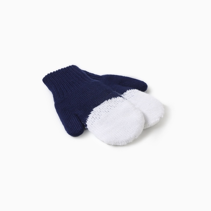 Варежки двойные детские  Варежки двойные детские "Мишка", цвет т.синий, р-р 14