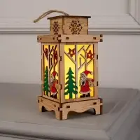 Ёлочная игрушка &laquo;Фонарь с Дедом Морозом&raquo;, 16&times;8&times;8 см, от батареек, свечение тёплое белое