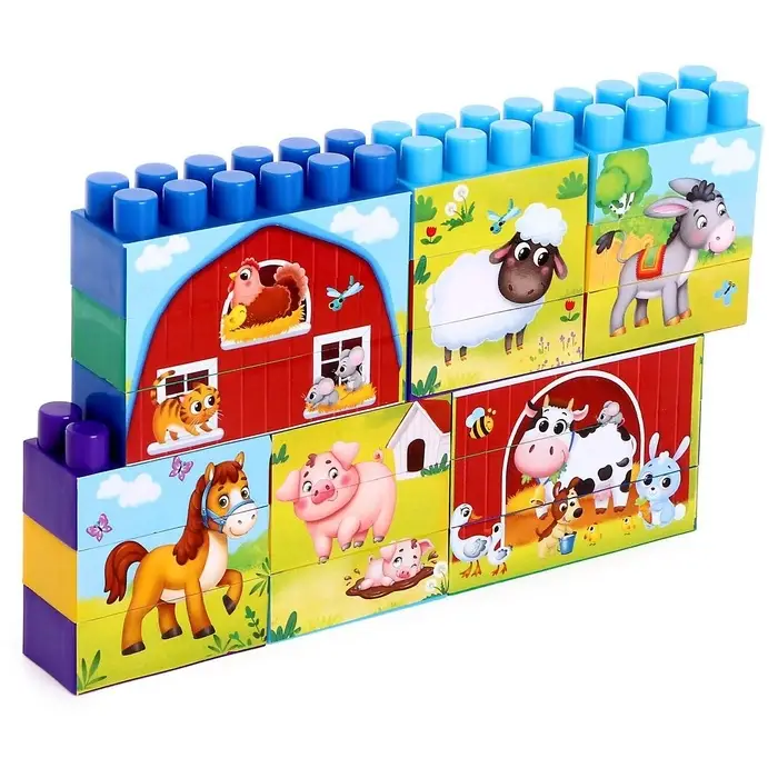 Конструктор пластиковый &laquo;Весёлая ферма&raquo;, 18 деталей, по методике Монтессори
