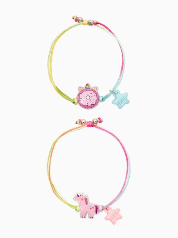 Браслеты детские парные "Выбражулька" неразлучники, пончик, единорог, звезды, разноцветный   1093717