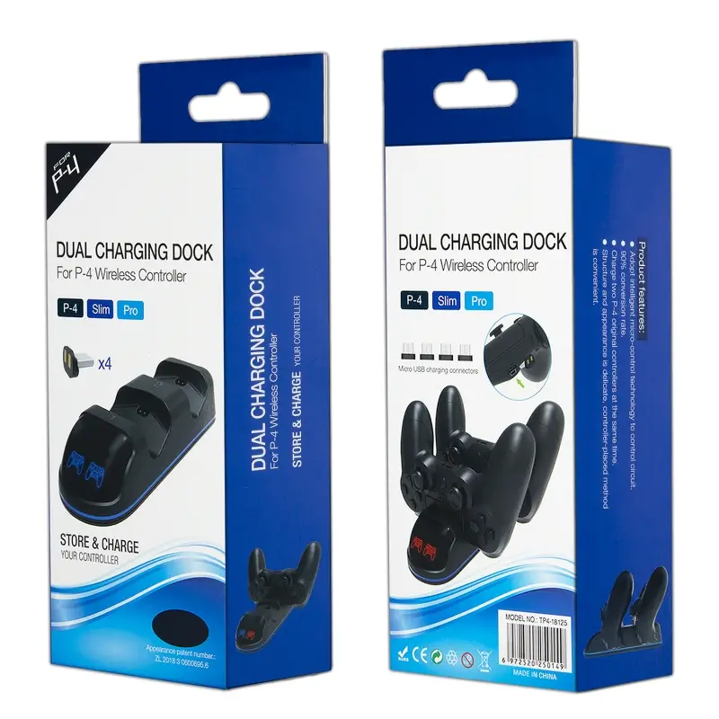 Зарядная станция для двух беспроводных геймпадов Playstation 4 DOBE TP4-18125 (80шт/кор)