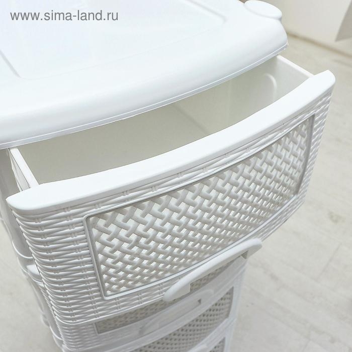 Комод 4-х секционный «Плетёнка», белый