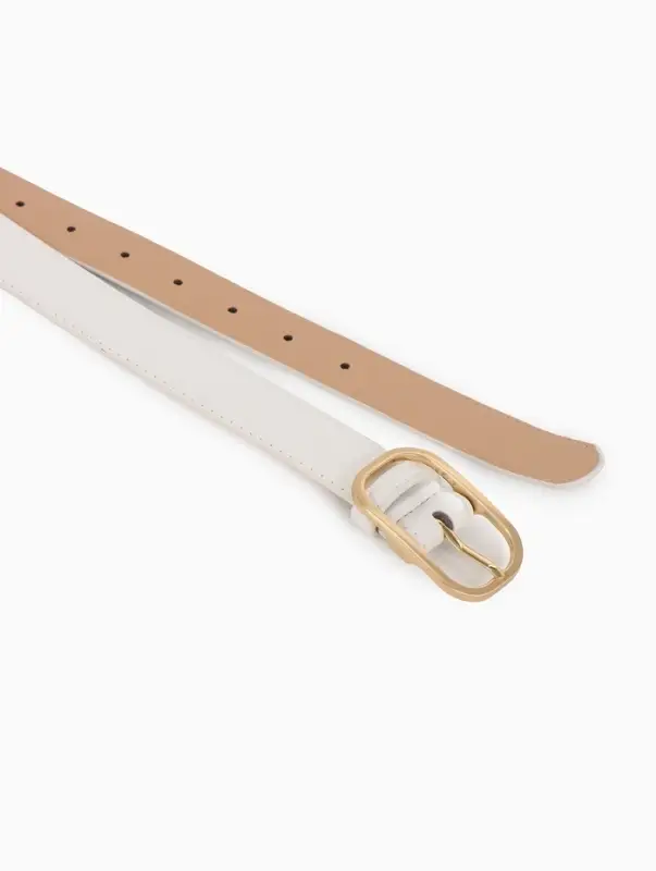 Ремень женский, 110&times;3 см, классическая пряжка металл, белый
