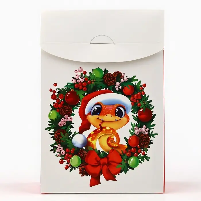 Коробка подарочная новогодняя складная «Новогодняя змейка», 15 х 7 х 22 см Коробка подарочная новогодняя складная «Новогодняя змейка», 15 х 7 х 22 см