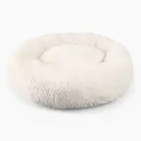 Лежанка для собак и кошек, длинный мех, 60&times;60&times;20 см, молочная
