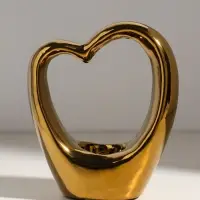 Подсвечник на 1 свечу &laquo;Сердце&raquo;, d=4 см, золото, 14.5&times;6&times;17 см
