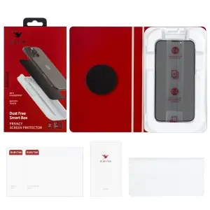 Защитное стекло для iPhone 13/13 Pro/14/16e RUBYTAK Silk Printing с аппликатором