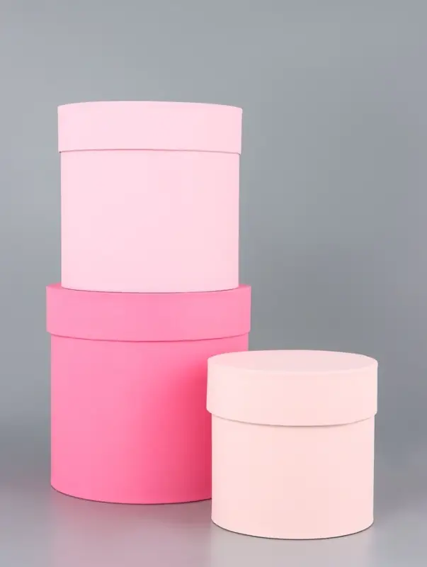 Набор круглых подарочных коробок «Пудра» 3 в 1 - 18×16×13 см Набор круглых подарочных коробок «Пудра» 3 в 1 - 18×16×13 см