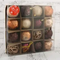 Ёлочные игрушки &laquo;Винтажный узор&raquo;, шары новогодние, d=6 см, набор 16 шт., кофейный МИКС