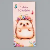 Конверт для денег &laquo;С Днем Рождения!&raquo;, ёж, 16,5 х 8 см