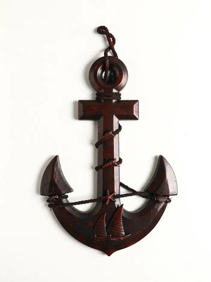 Якорь интерьерный с веревкой "Парусник" красно-коричневый 33х23х2 см