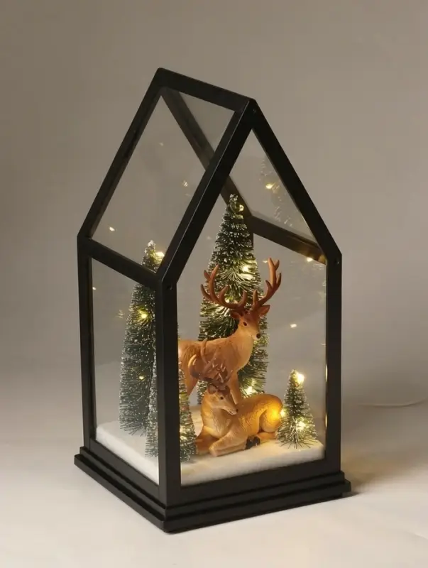 Фигурка светодиодная &laquo;Олени в лесу&raquo;, новогодняя, 3хАА, музыка, свет, USB, 13.3&times;13&times;28 см