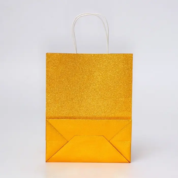 Пакет крафт с глиттером золотой, 21 х 11 х 27 см 1 шт Пакет крафт с глиттером золотой, 21 х 11 х 27 см 1 шт