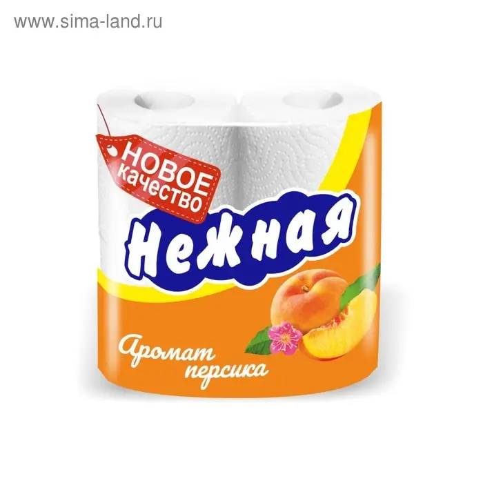 Туалетная бумага &laquo;Нежная&raquo; со втулкой, аромат персика, 2 слоя, 4 рулона