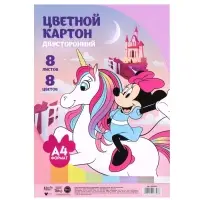 Цветной картон тонированный, А4, 8 листов, 8 цветов, немелованный, двусторонний, в пакете, 180 г/м&sup2;, &laquo;Мышка&raquo;
