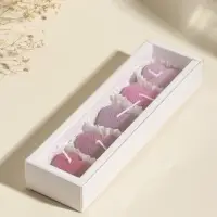 Набор свечей декоративных "Вафельные сердца" 5 шт 4,5х4,5 розово-фиолетовые 6,5х22,5х3,5 см   109135