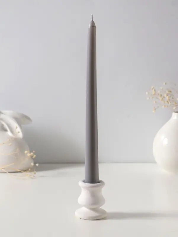 Свеча античная 25 см, 58 г, 7 ч, серый