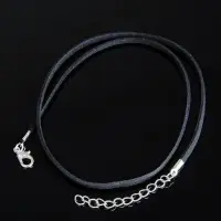 Шнурок из искусственной замши с замком, 45 см + удлинитель, цвет чёрный