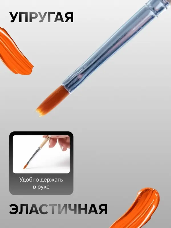 Кисть для рисования, нейлон, № 2, плоская, деревянная ручка, международный размер